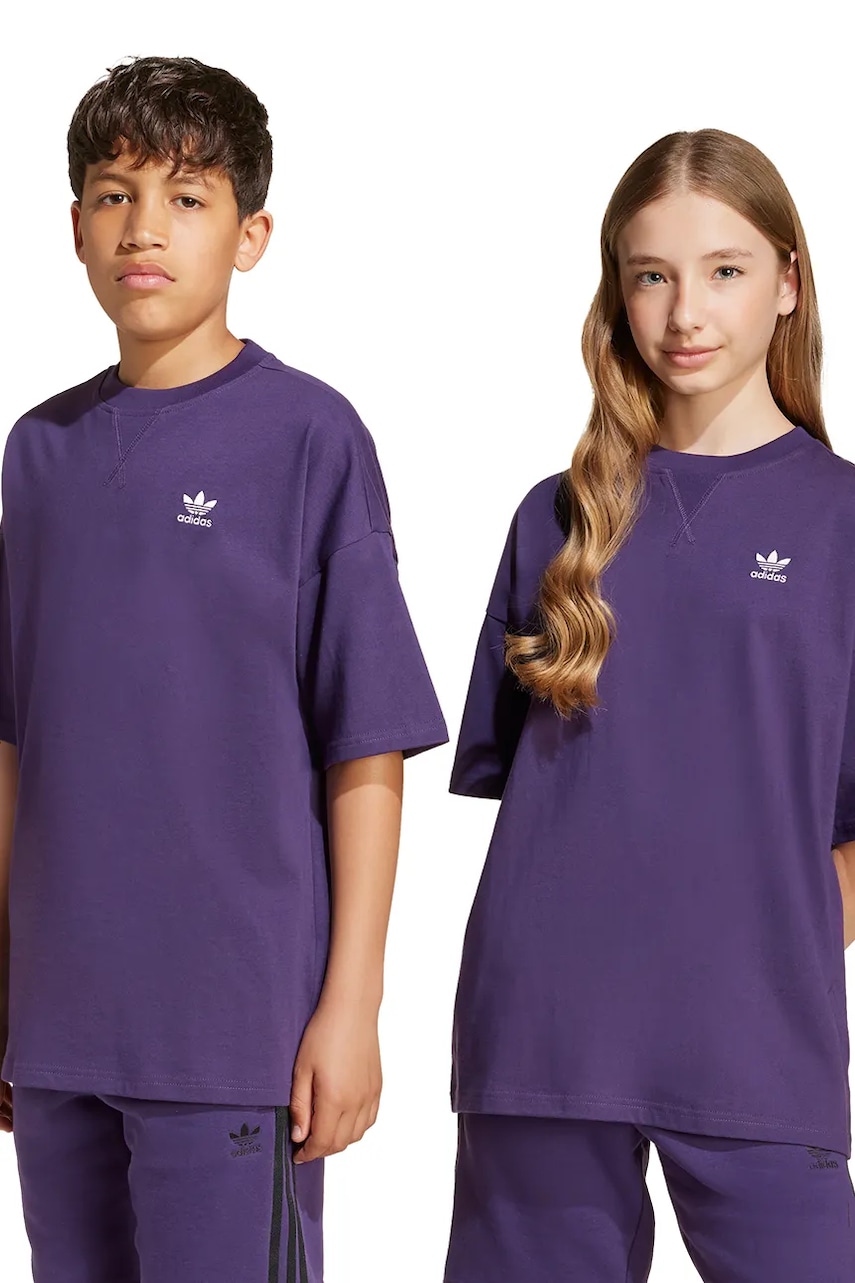 adidas Originals tricou din bumbac culoarea violet, cu imprimeu, JX2761