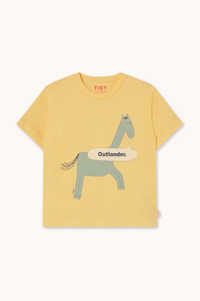 Детская хлопковая футболка Tinycottons HORSE GRAPHIC TEE цвет жёлтый с принтом AW25-313 Детская хлопковая футболка Tinycottons HORSE GRAPHIC TEE цвет жёлтый с принтом AW25-313