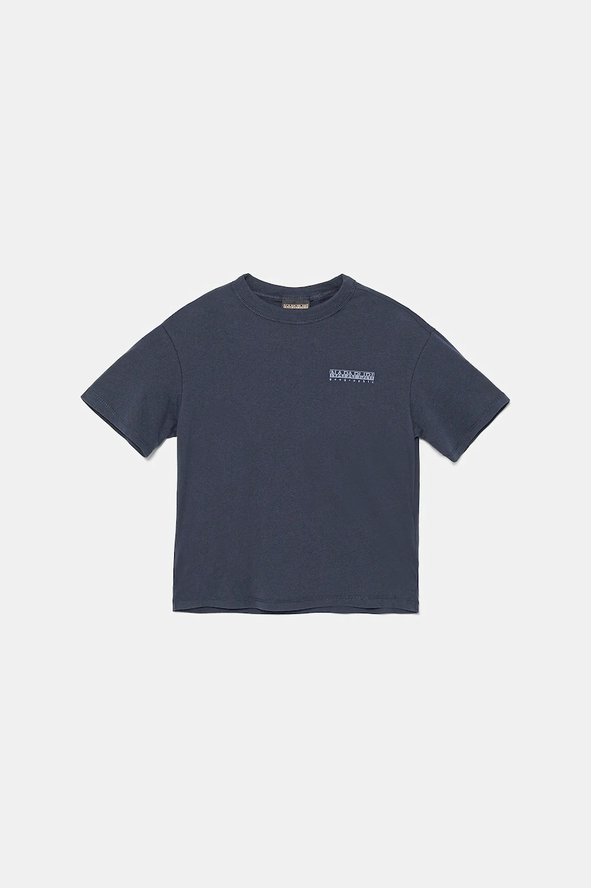 Napapijri tricou de bumbac pentru copii S-AHR culoarea bleumarin, cu imprimeu, NP0A88ZO1761