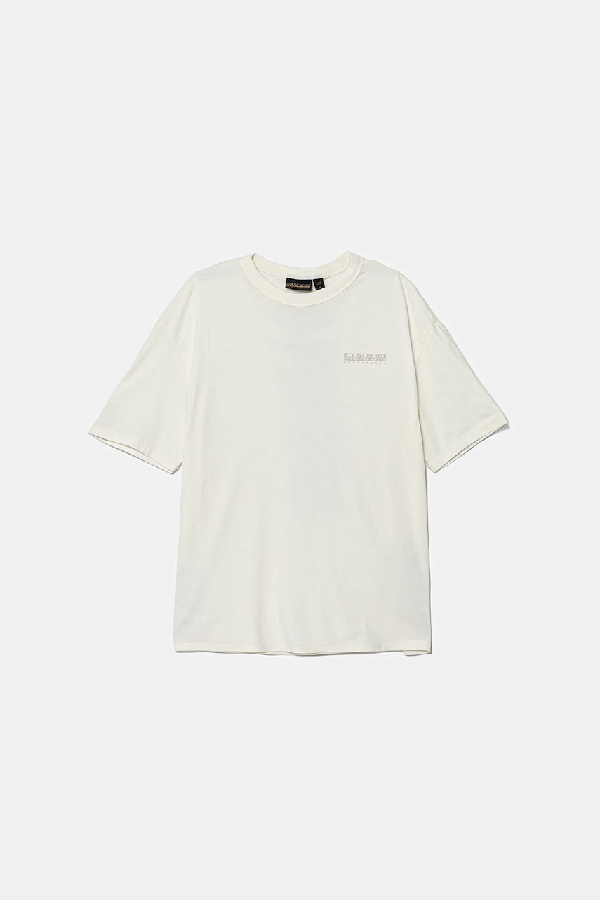 Napapijri tricou de bumbac pentru copii S-AHR culoarea bej, cu imprimeu, NP0A88ZO2061