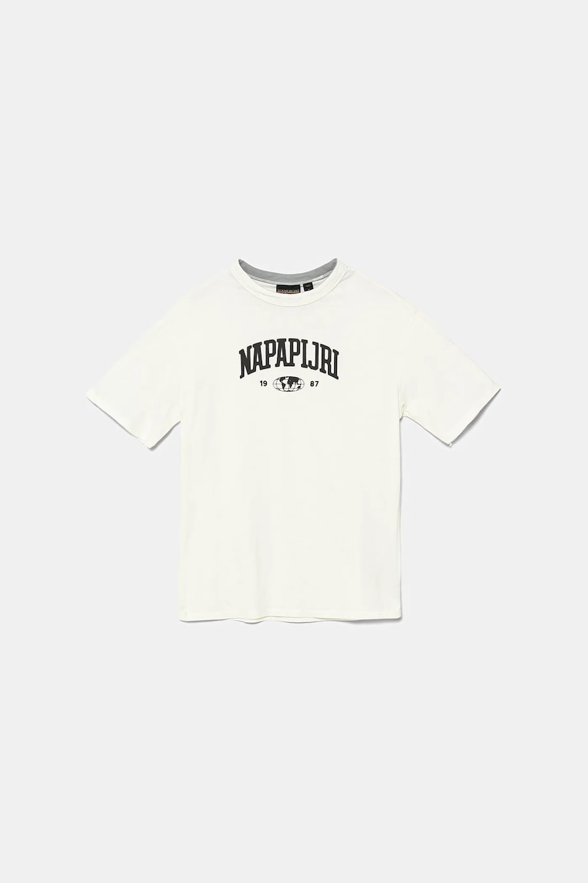 Napapijri tricou de bumbac pentru copii S-INOT culoarea bej, cu imprimeu, NP0A891F2061