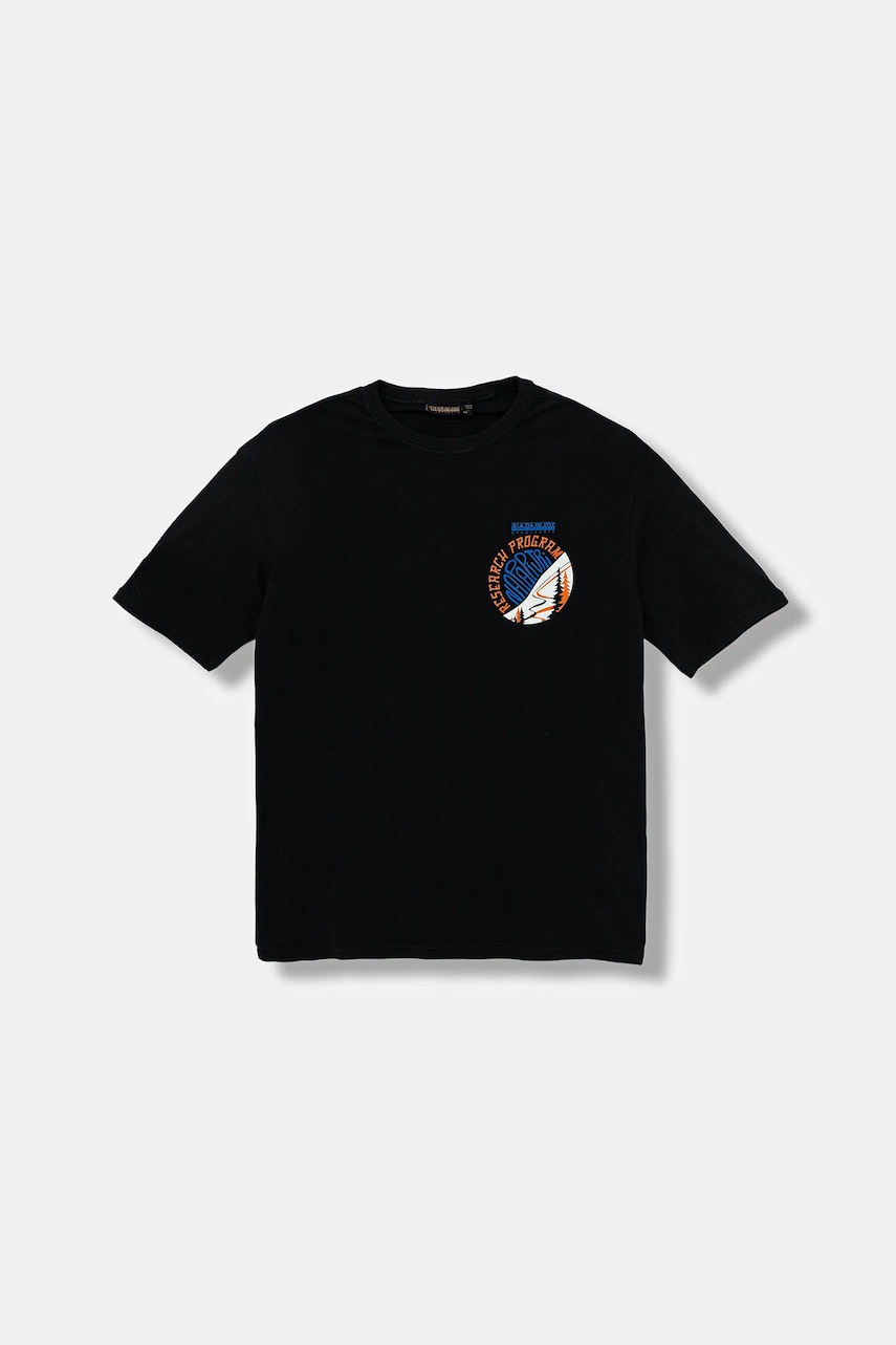 Napapijri tricou din bumbac S-ADIGE culoarea negru, cu imprimeu, NP0A88ZWF0N1