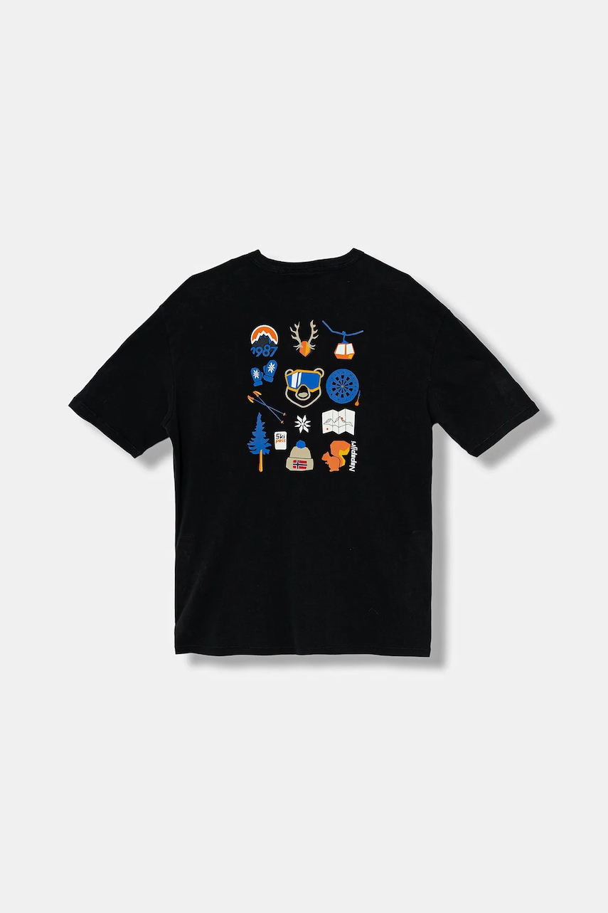 Napapijri tricou de bumbac pentru copii S-ADIGE culoarea negru, cu imprimeu, NP0A88ZWF0X1