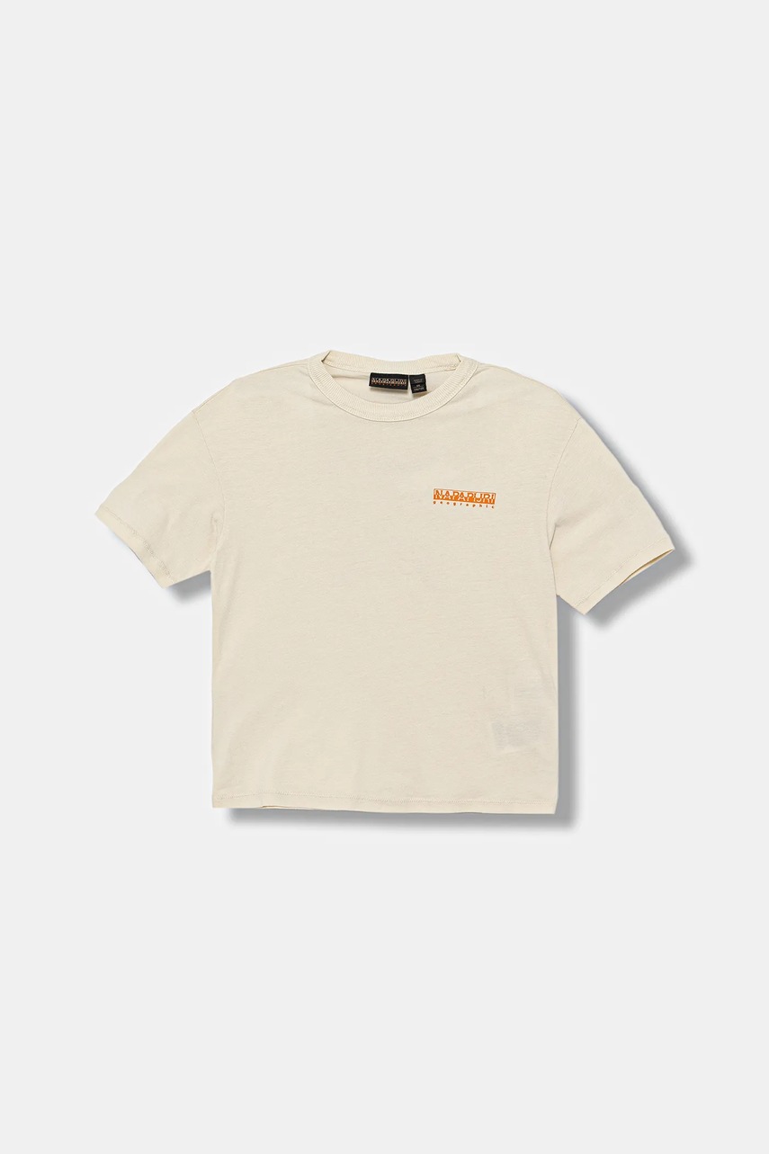 Napapijri tricou de bumbac pentru copii S-ADIGE culoarea bej, cu imprimeu, NP0A88ZWF0Y1