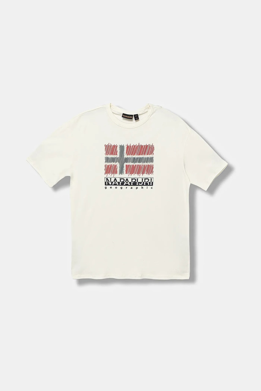 Napapijri tricou de bumbac pentru copii S-ADIGE culoarea bej, cu imprimeu, NP0A88ZWF0Z1