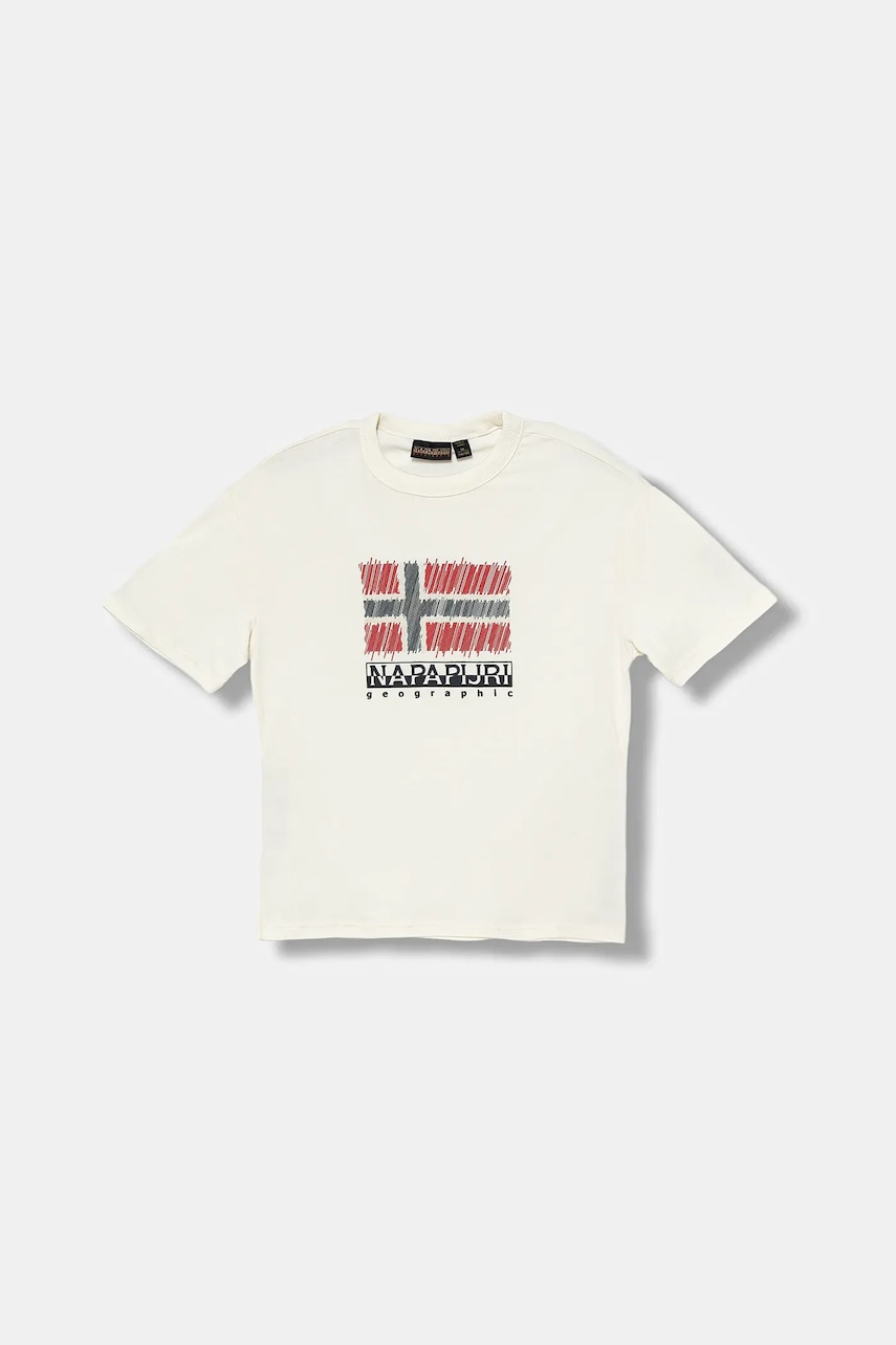 Napapijri tricou de bumbac pentru copii S-ADIGE culoarea bej, cu imprimeu, NP0A88ZWF0Z1