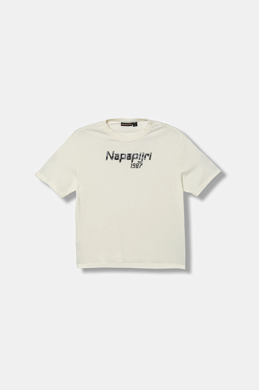 Napapijri tricou de bumbac pentru copii S-PRIMIERO culoarea bej, cu imprimeu, NP0A88ZY2061