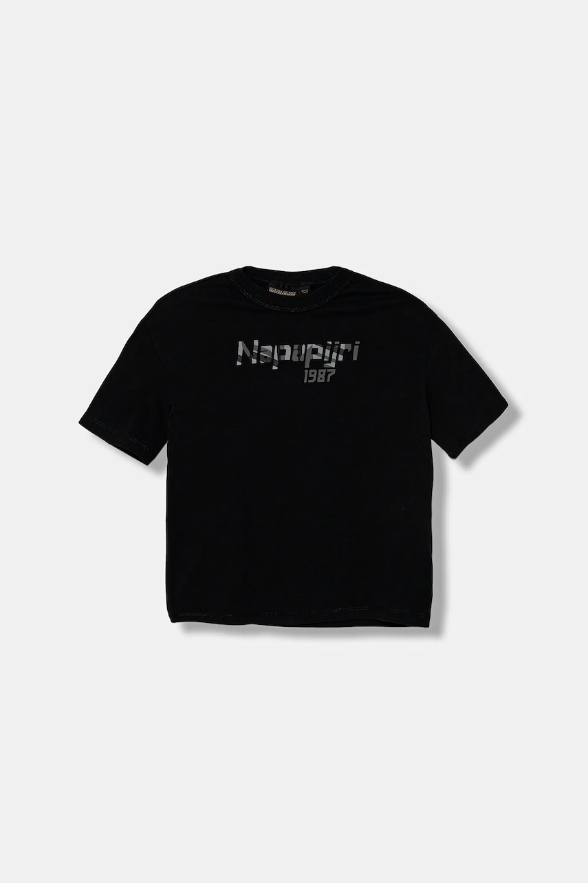 Napapijri tricou de bumbac pentru copii S-PRIMIERO culoarea negru, cu imprimeu, NP0A88ZY9411