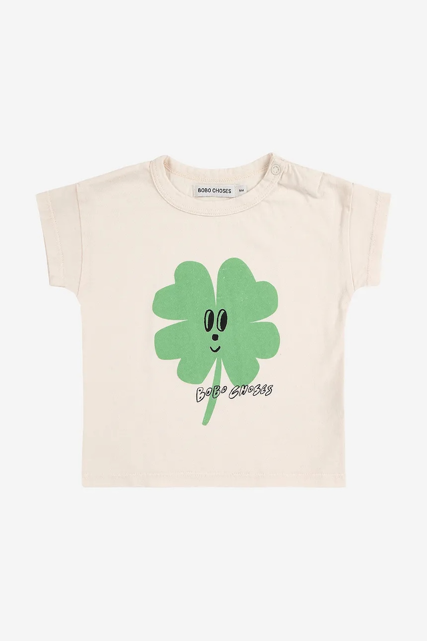 Bobo Choses tricou de bumbac pentru copii Lucky Clover culoarea alb, cu imprimeu, 225AB032