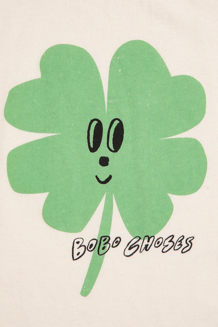 Детская хлопковая футболка Bobo Choses Lucky Clover цвет белый с принтом 225AB032 Детская хлопковая футболка Bobo Choses Lucky Clover цвет белый с принтом 225AB032