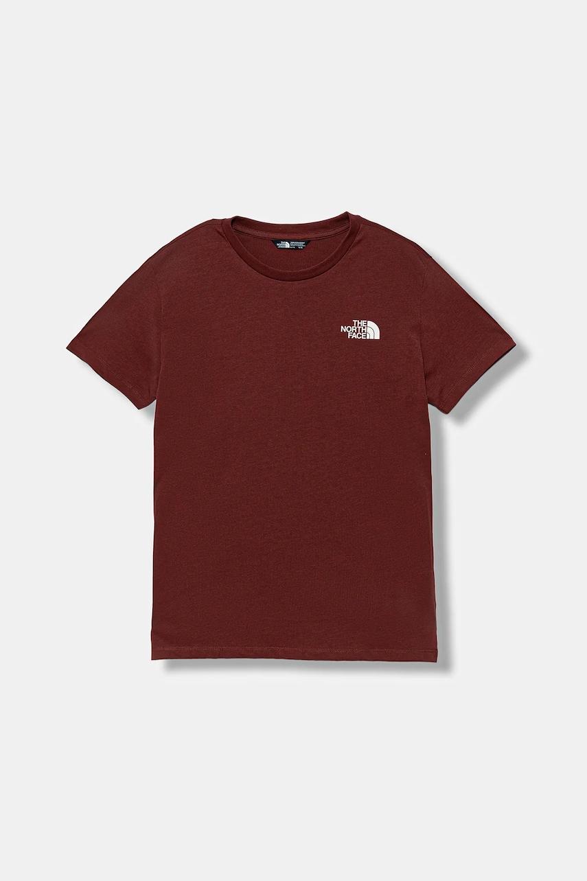 The North Face tricou copii TEEN SIMPLE DOME REGULAR SS TEE culoarea bordo, uni, NF0A87T40VO1