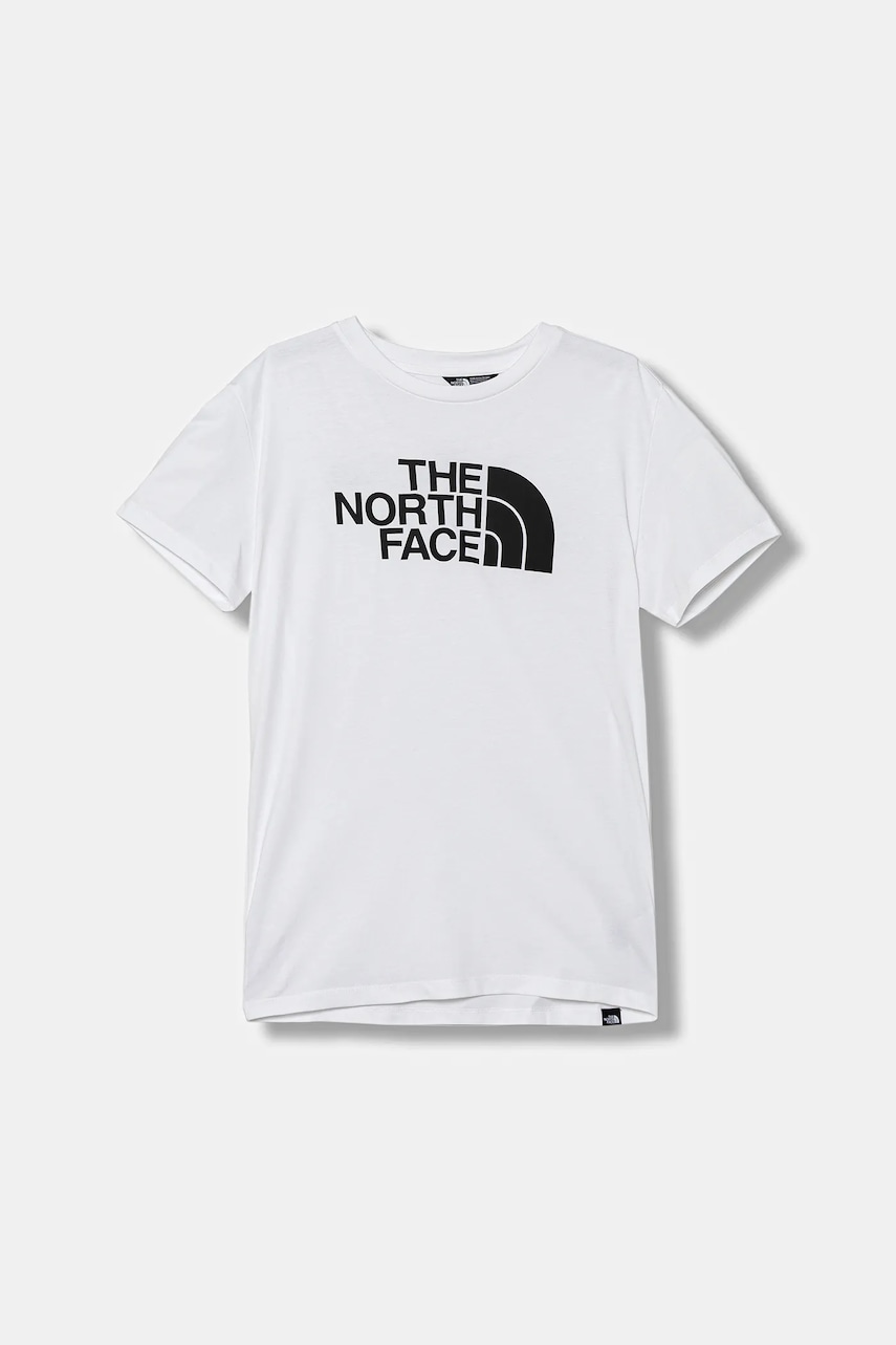 The North Face tricou copii TEEN EASY REGULAR SS TEE culoarea alb, cu imprimeu, NF0A8EHGFN41