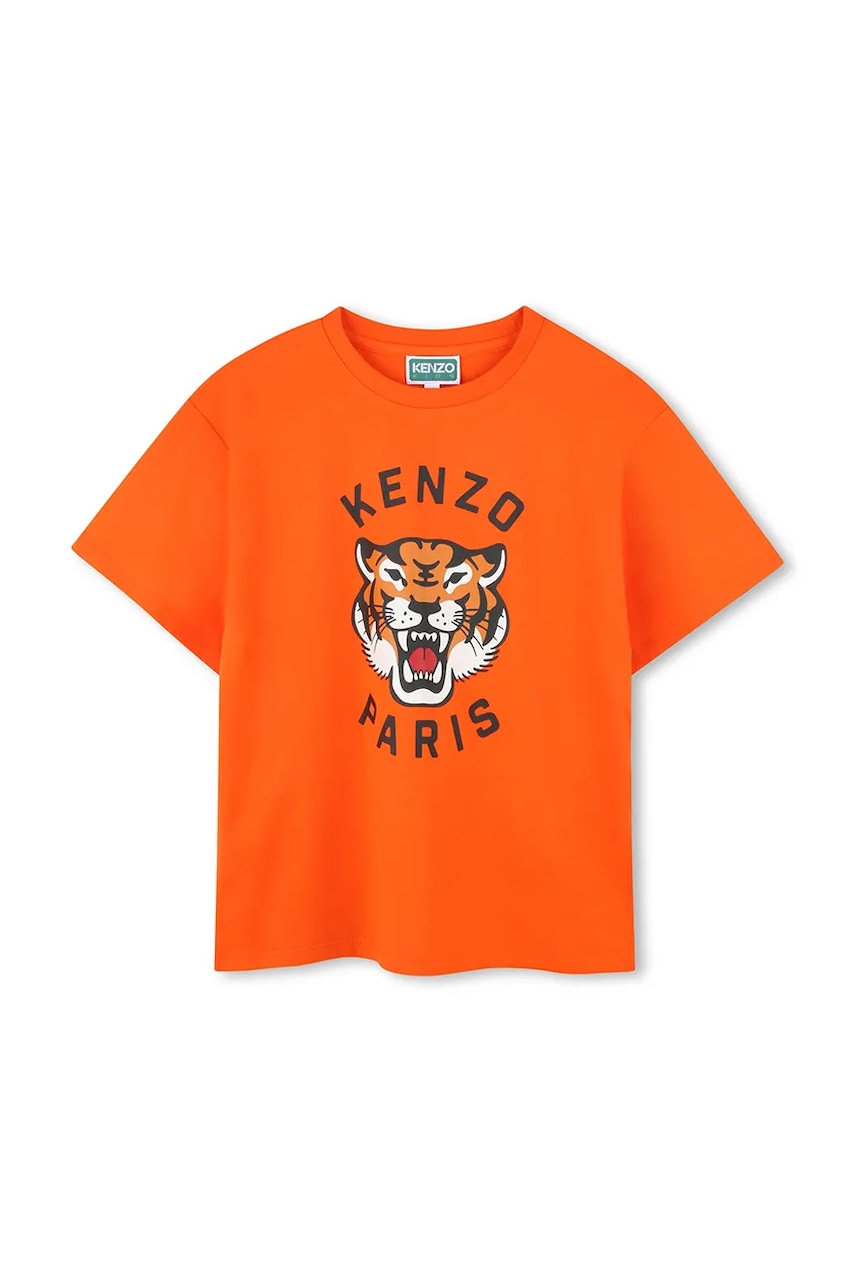 Kenzo Kids tricou de bumbac pentru copii culoarea portocaliu, cu imprimeu, K61505