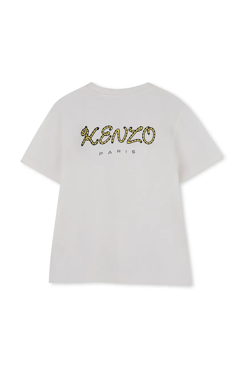 Детская хлопковая футболка Kenzo Kids цвет белый с принтом K61506 Детская хлопковая футболка Kenzo Kids цвет белый с принтом K61506