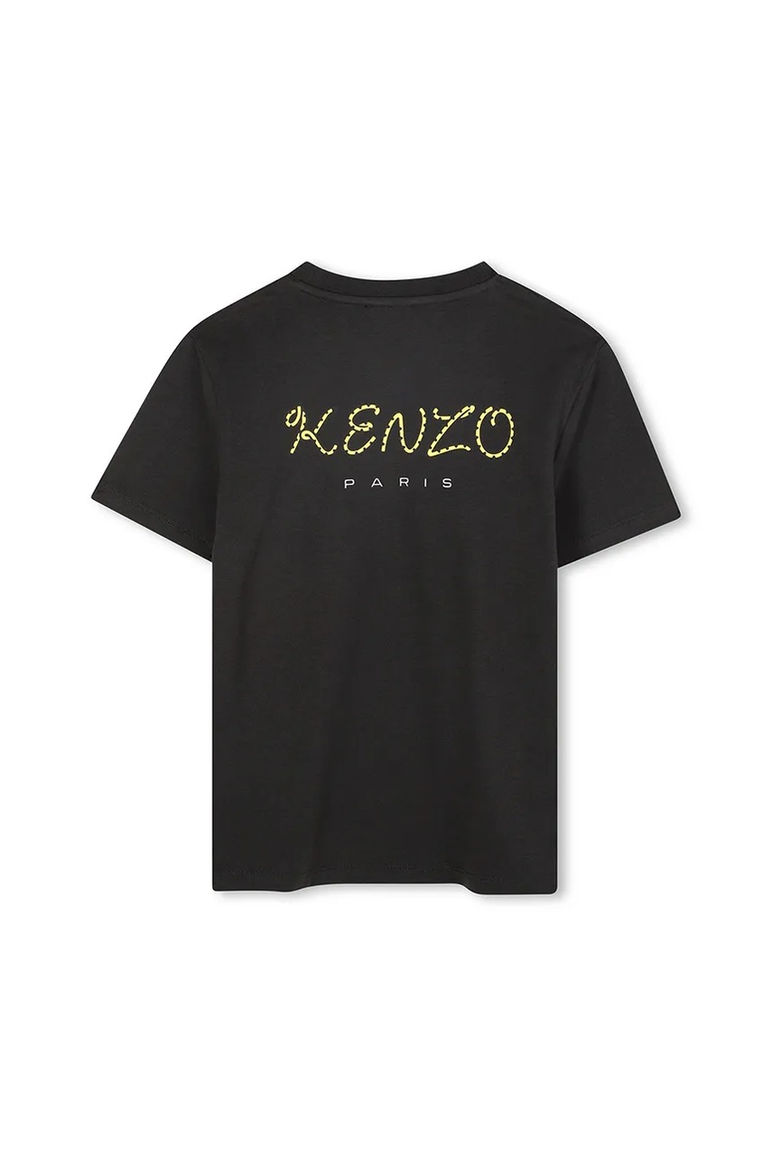 Детская хлопковая футболка Kenzo Kids цвет чёрный с принтом K61506 Детская хлопковая футболка Kenzo Kids цвет чёрный с принтом K61506