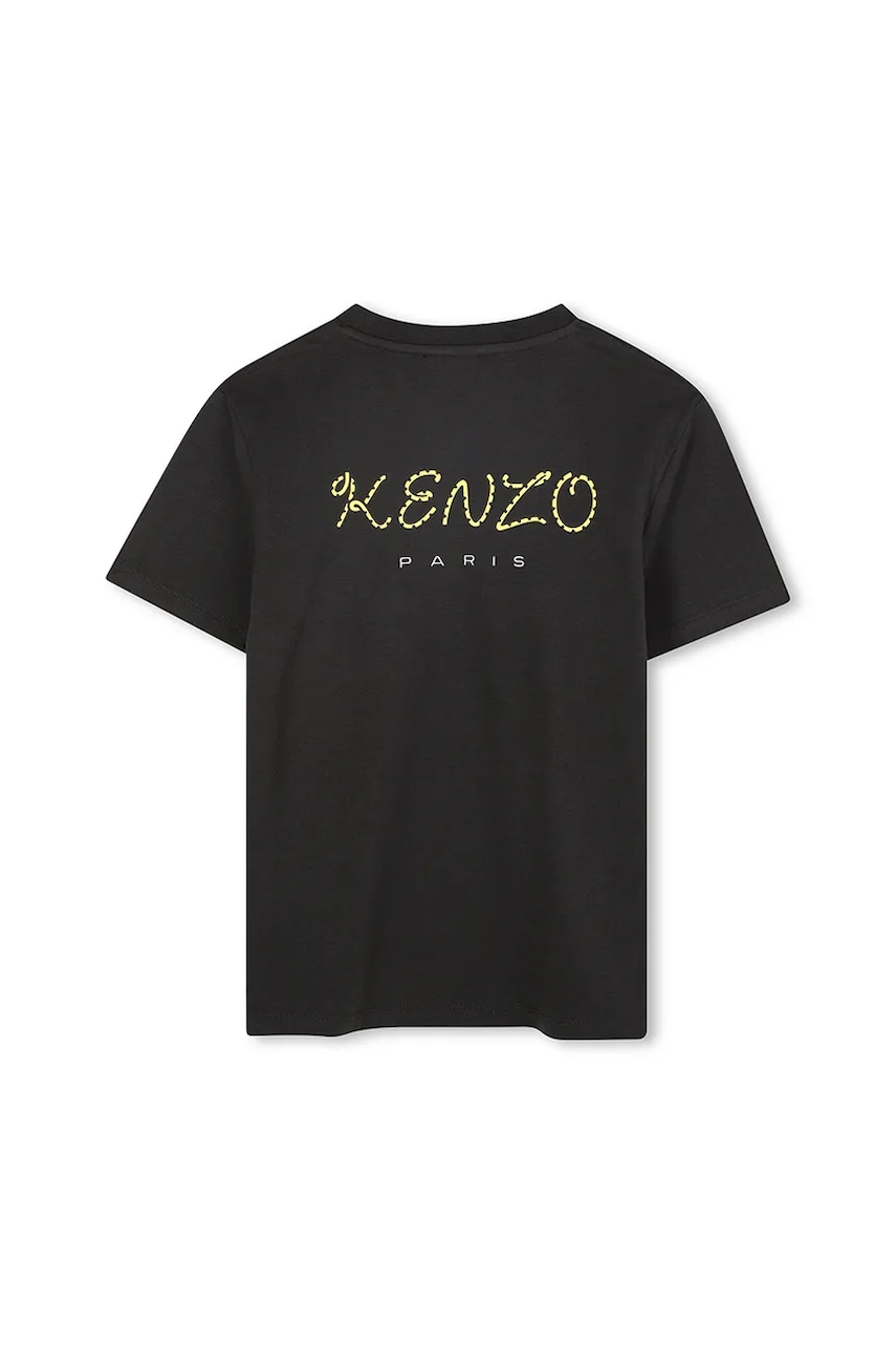 Детская хлопковая футболка Kenzo Kids цвет чёрный с принтом K61506 Детская хлопковая футболка Kenzo Kids цвет чёрный с принтом K61506