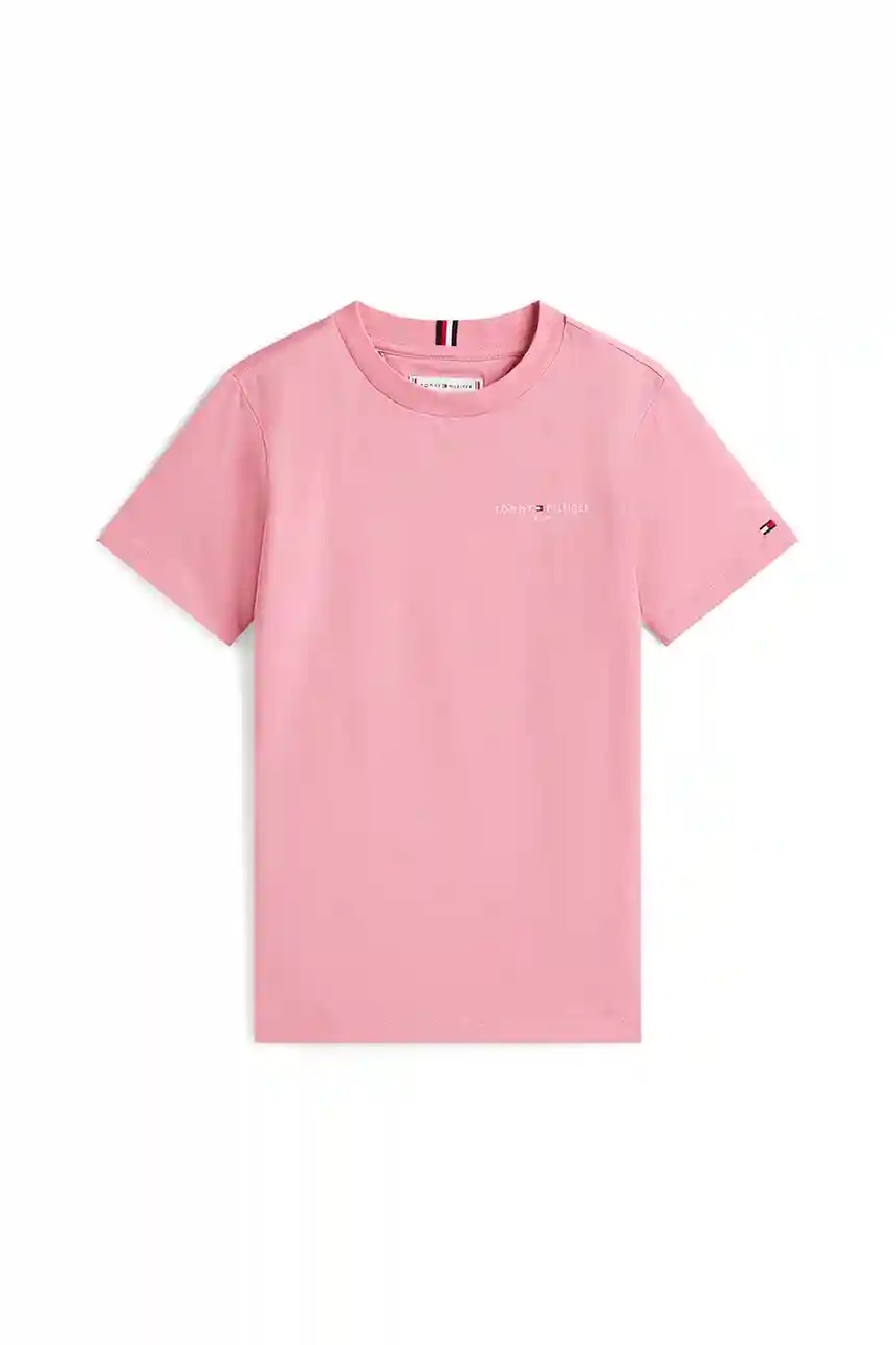 Детская хлопковая футболка Tommy Hilfiger цвет розовый с принтом KS0KS00661 Детская хлопковая футболка Tommy Hilfiger цвет розовый с принтом KS0KS00661