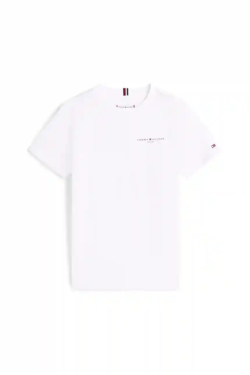 Детская хлопковая футболка Tommy Hilfiger цвет белый с принтом KS0KS00661 Детская хлопковая футболка Tommy Hilfiger цвет белый с принтом KS0KS00661