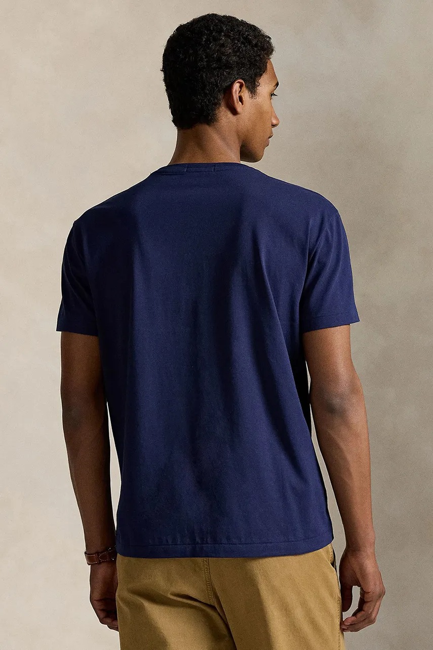 Хлопковая футболка Polo Ralph Lauren цвет синий с принтом 710972663