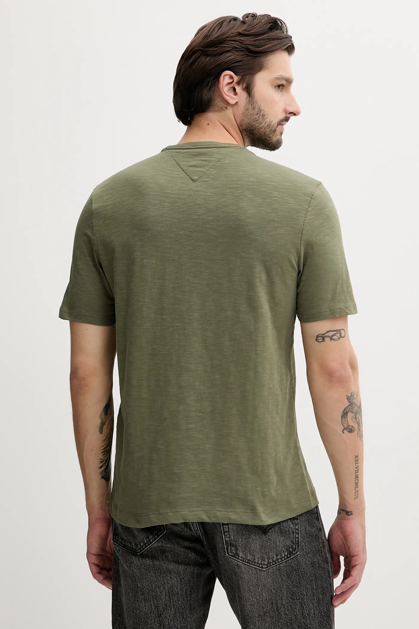 Хлопковая футболка Tommy Hilfiger цвет зелёный с принтом MW0MW39354