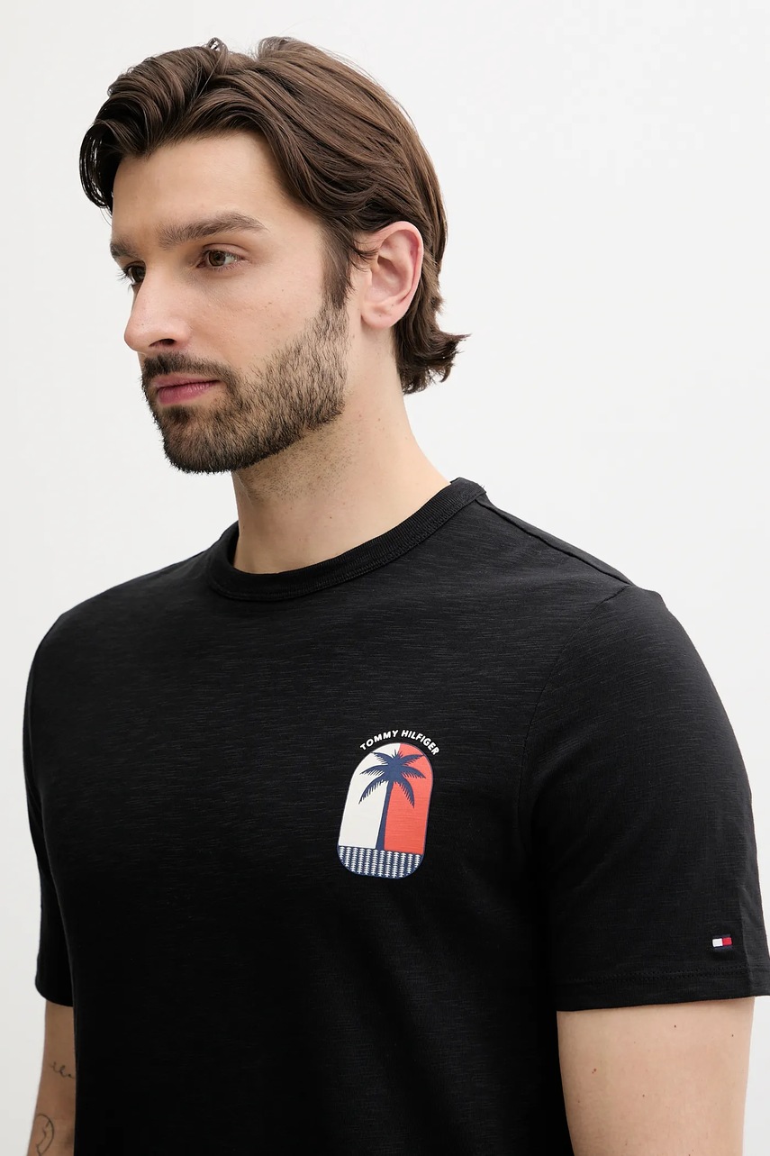 Βαμβακερό μπλουζάκι Tommy Hilfiger ανδρικό, χρώμα: μαύρο, MW0MW39354 φωτογραφία