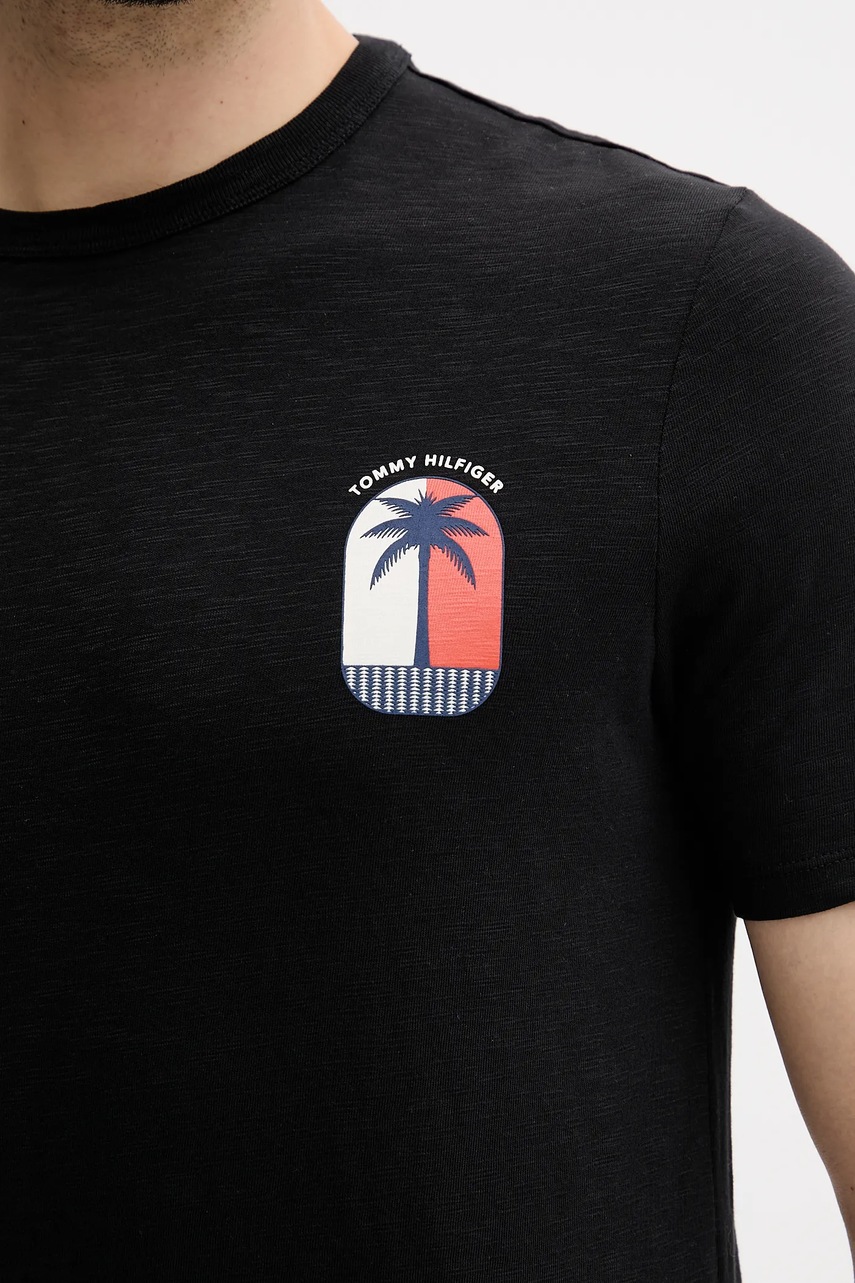 Βαμβακερό μπλουζάκι Tommy Hilfiger ανδρικό, χρώμα: μαύρο, MW0MW39354 φωτογραφία