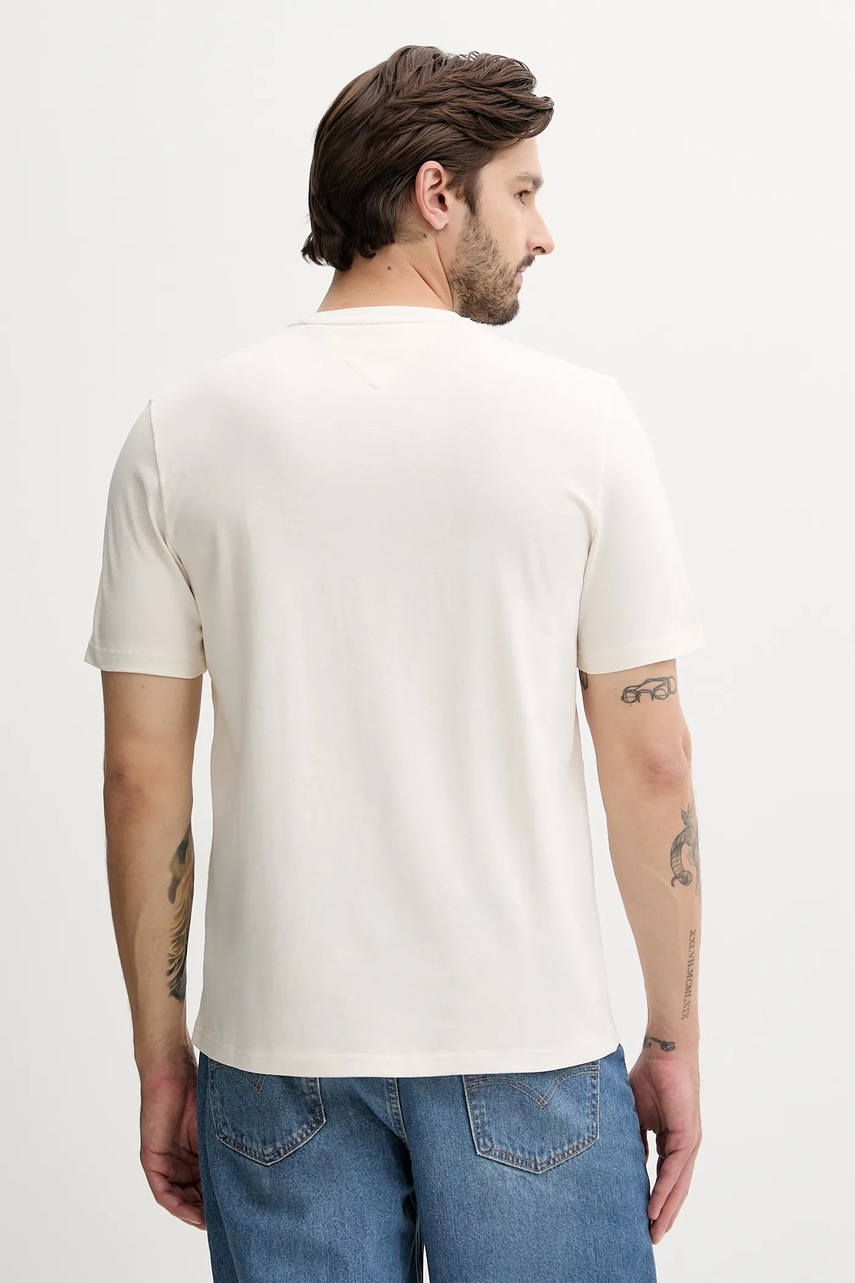 Хлопковая футболка Tommy Hilfiger цвет бежевый с принтом MW0MW39843