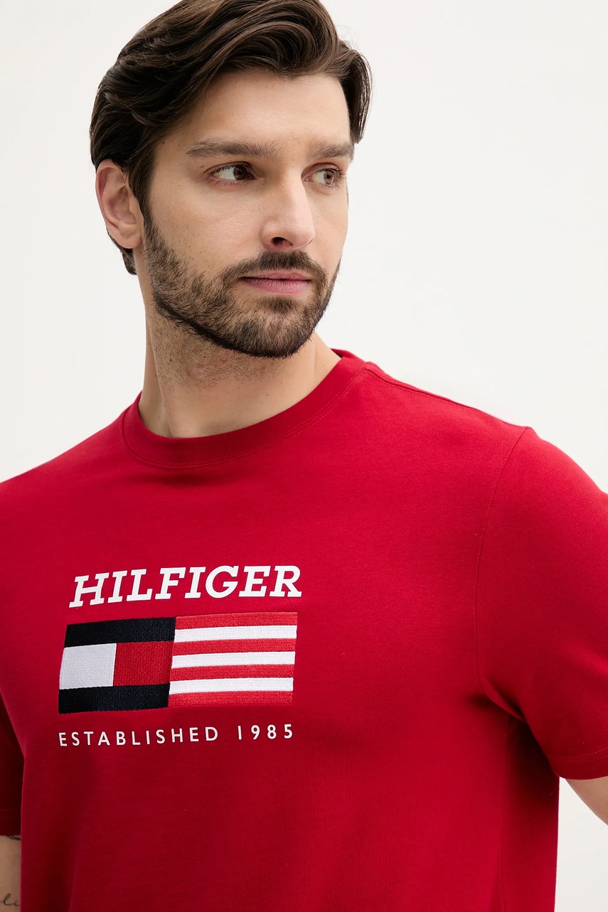 Tommy Hilfiger pamut póló piros, nyomott mintás, MW0MW39843 termék 2. képe