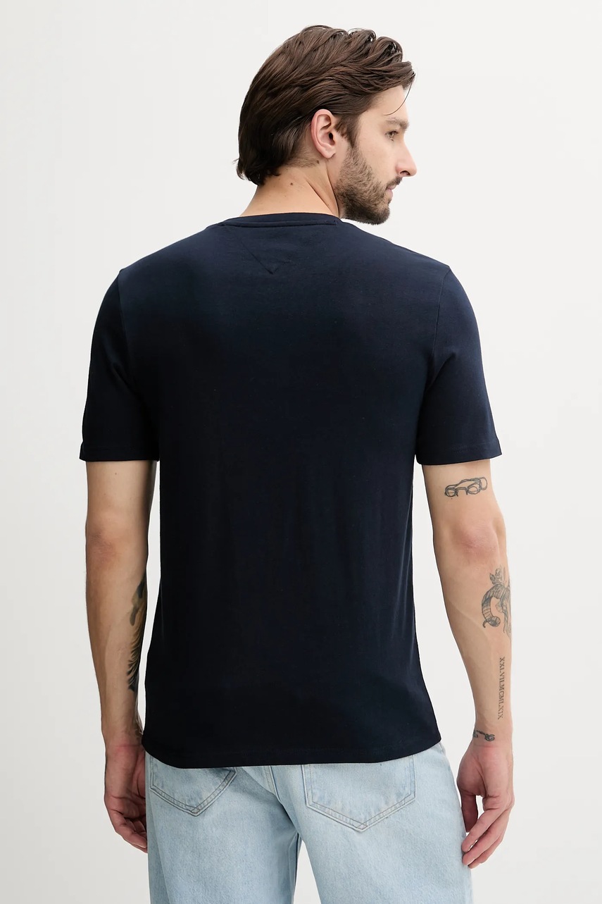 Хлопковая футболка Tommy Hilfiger цвет синий с принтом MW0MW39843