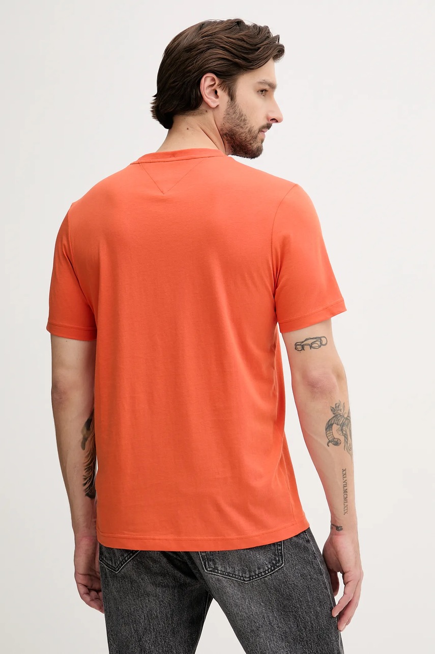 Хлопковая футболка Tommy Hilfiger цвет оранжевый с принтом MW0MW40324