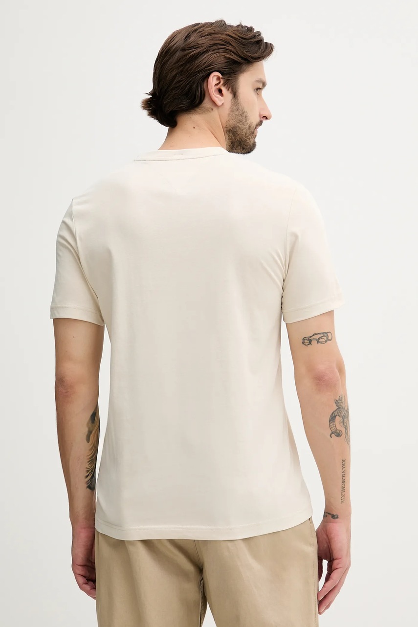 Хлопковая футболка Tommy Hilfiger цвет бежевый с принтом MW0MW40324