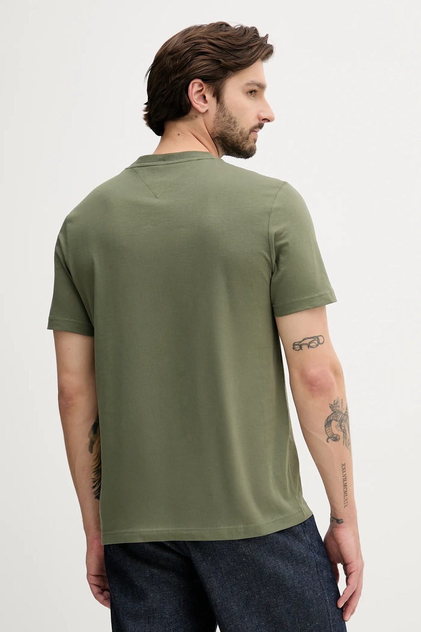 Хлопковая футболка Tommy Hilfiger цвет зелёный с принтом MW0MW40324