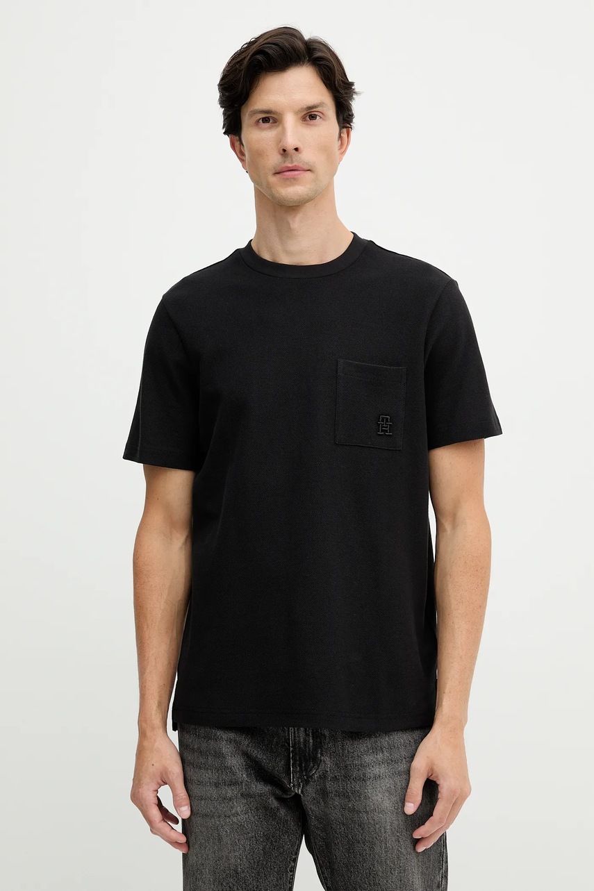 Levně Bavlněné tričko Tommy Hilfiger pánské, černá barva, MW0MW39365