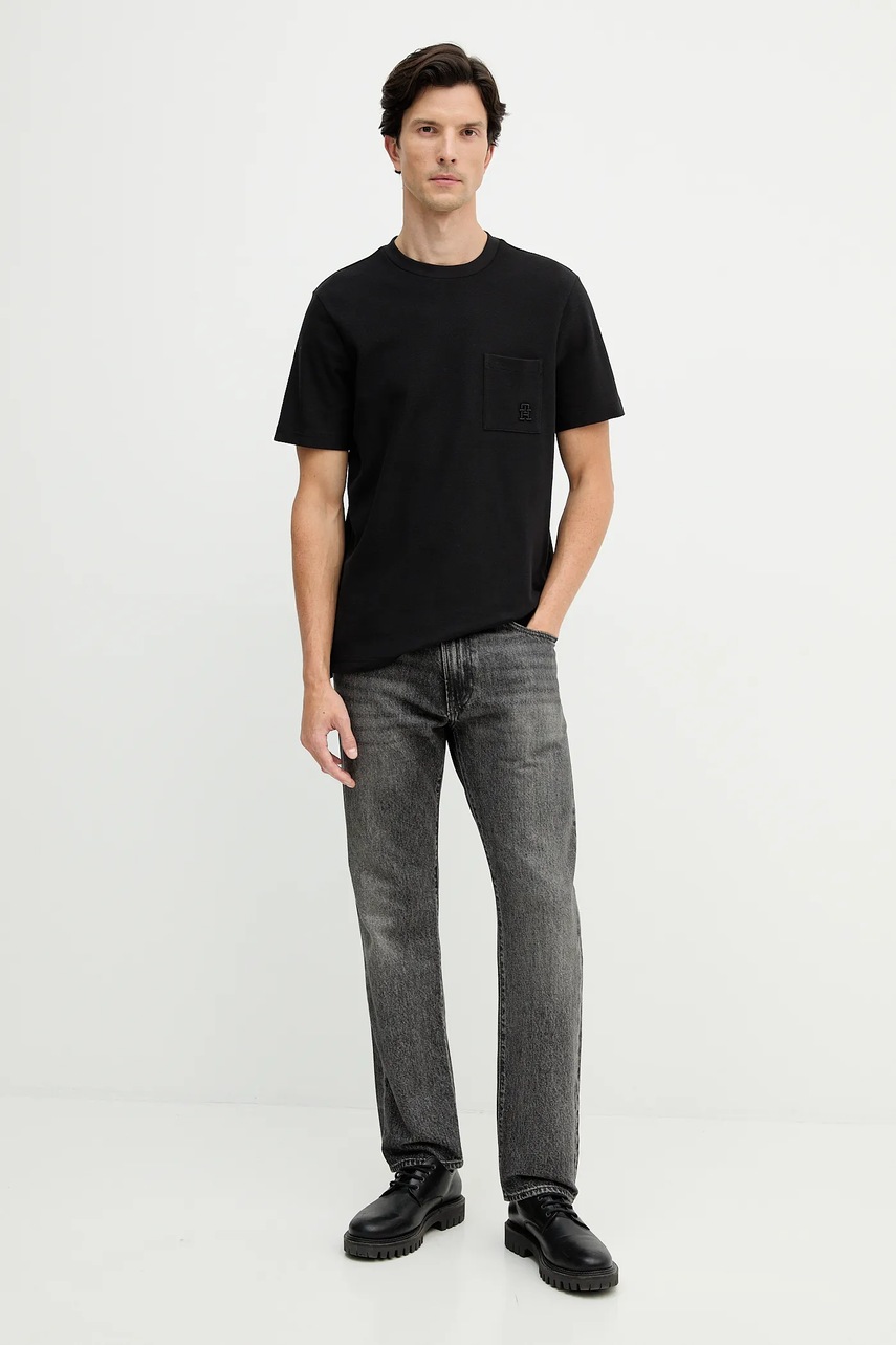 Хлопковая футболка Tommy Hilfiger цвет чёрный однотонная MW0MW39365