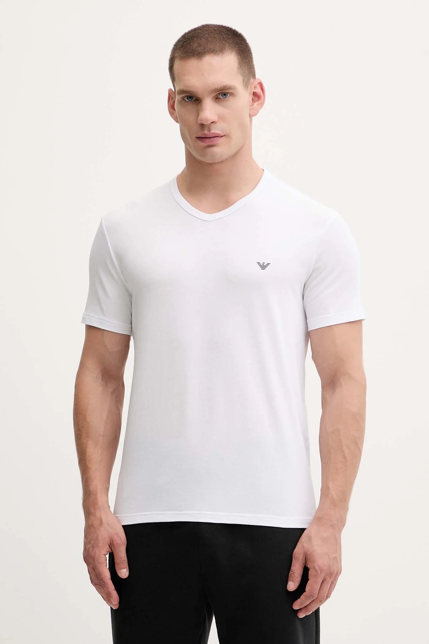 Levně Tričko Emporio Armani Underwear 2-pack pánské, bílá barva, EM000392 AF14132