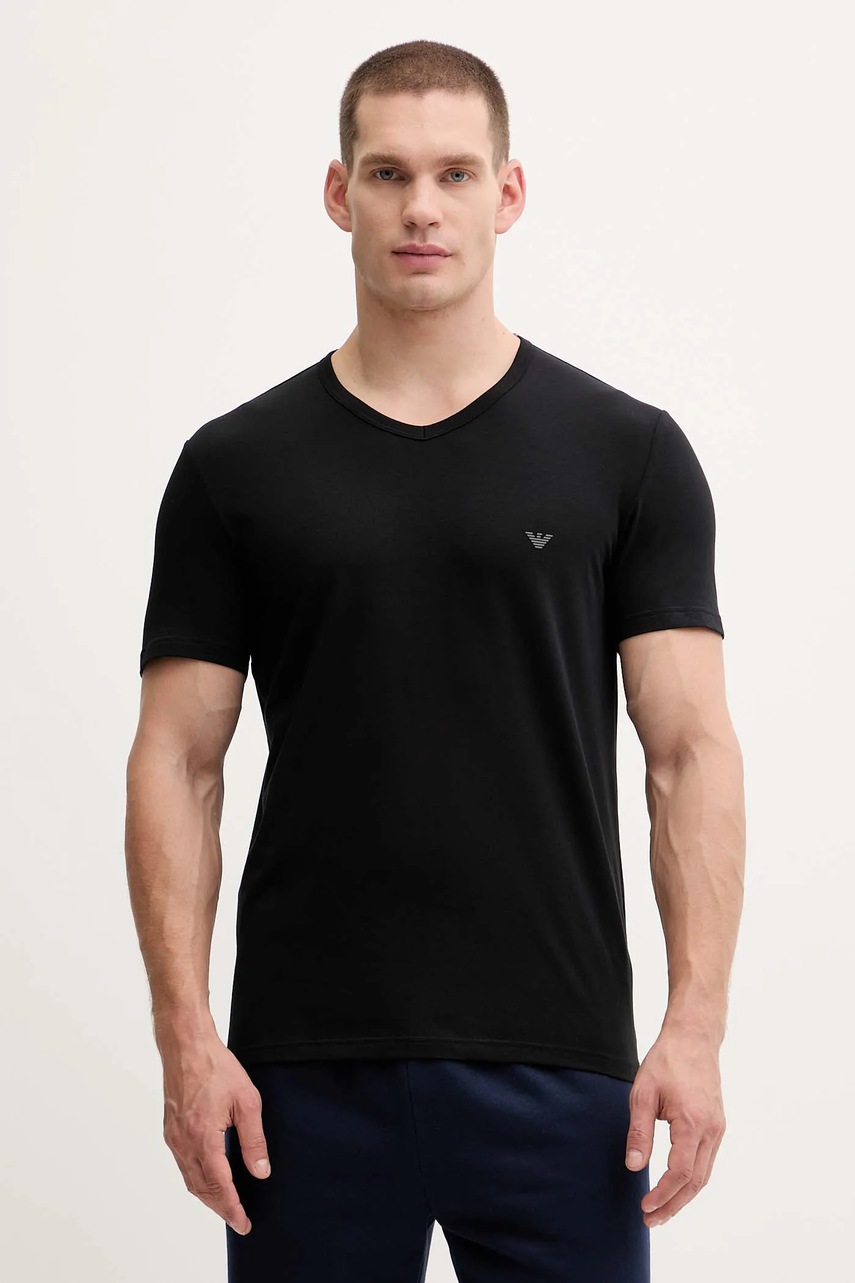 Levně Tričko Emporio Armani Underwear 2-pack pánské, černá barva, EM000392 AF14132