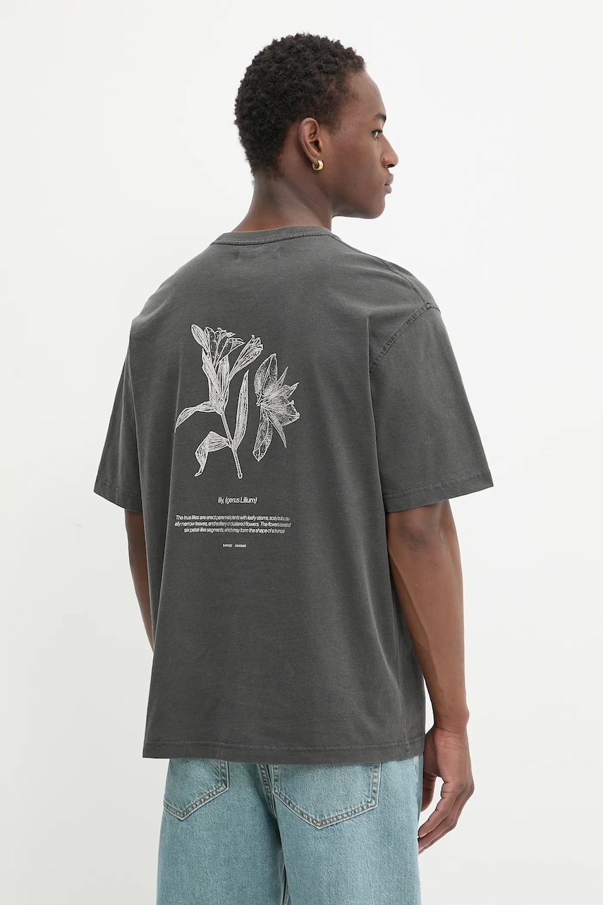 Samsoe Samsoe tricou din bumbac SALILIUM culoarea gri, cu imprimeu, U25200009