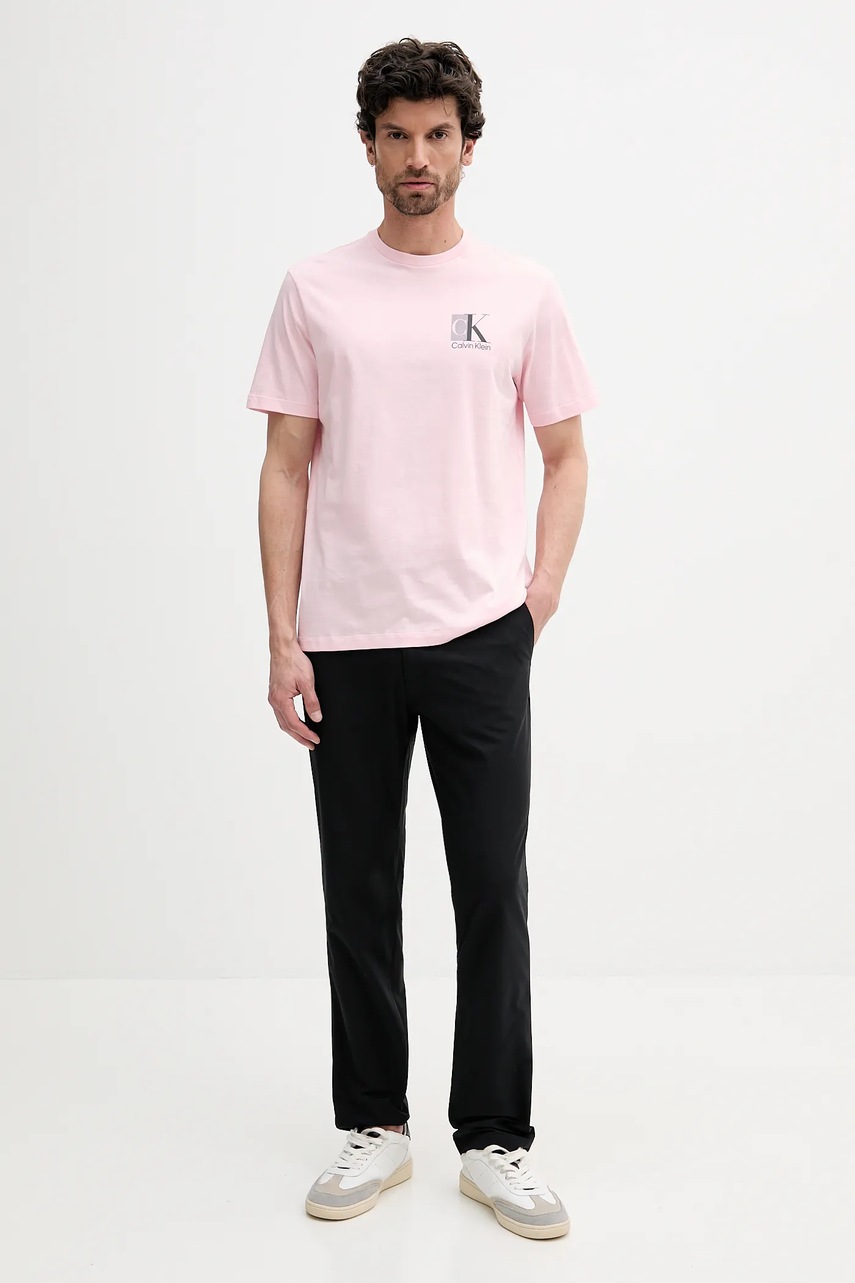 Хлопковая футболка Calvin Klein цвет розовый с принтом LV04RC853G