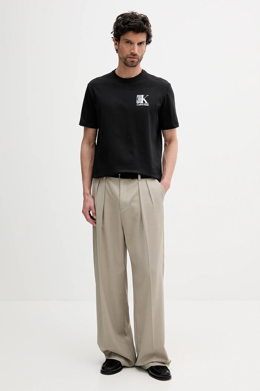 Хлопковая футболка Calvin Klein цвет чёрный с принтом LV04RC853G