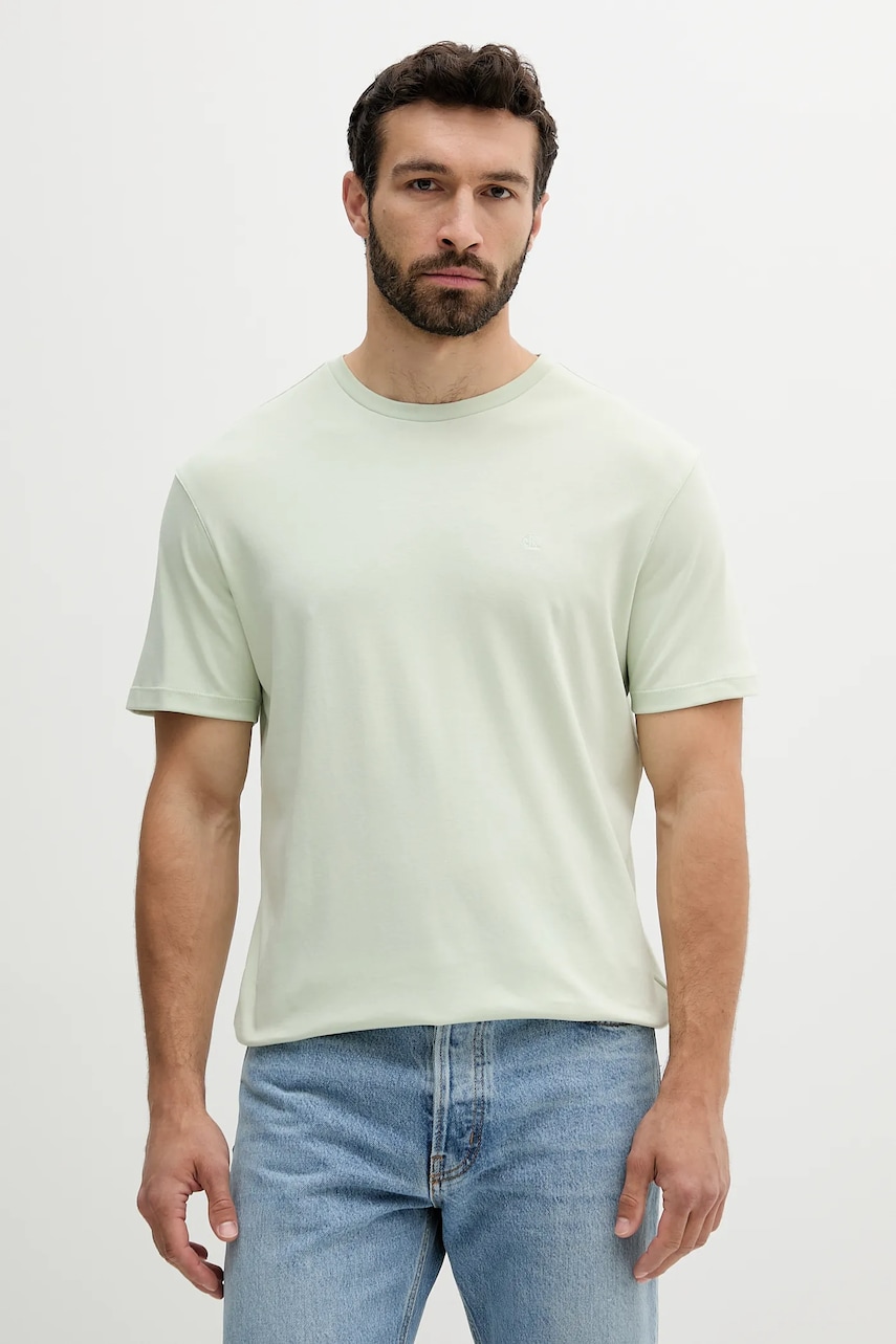 Levně Bavlněné tričko Calvin Klein pánské, zelená barva, LV04LB275G
