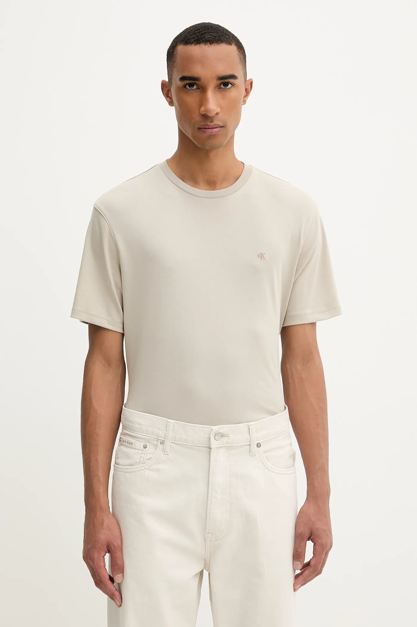 

Памучна тениска Calvin Klein, Бежов