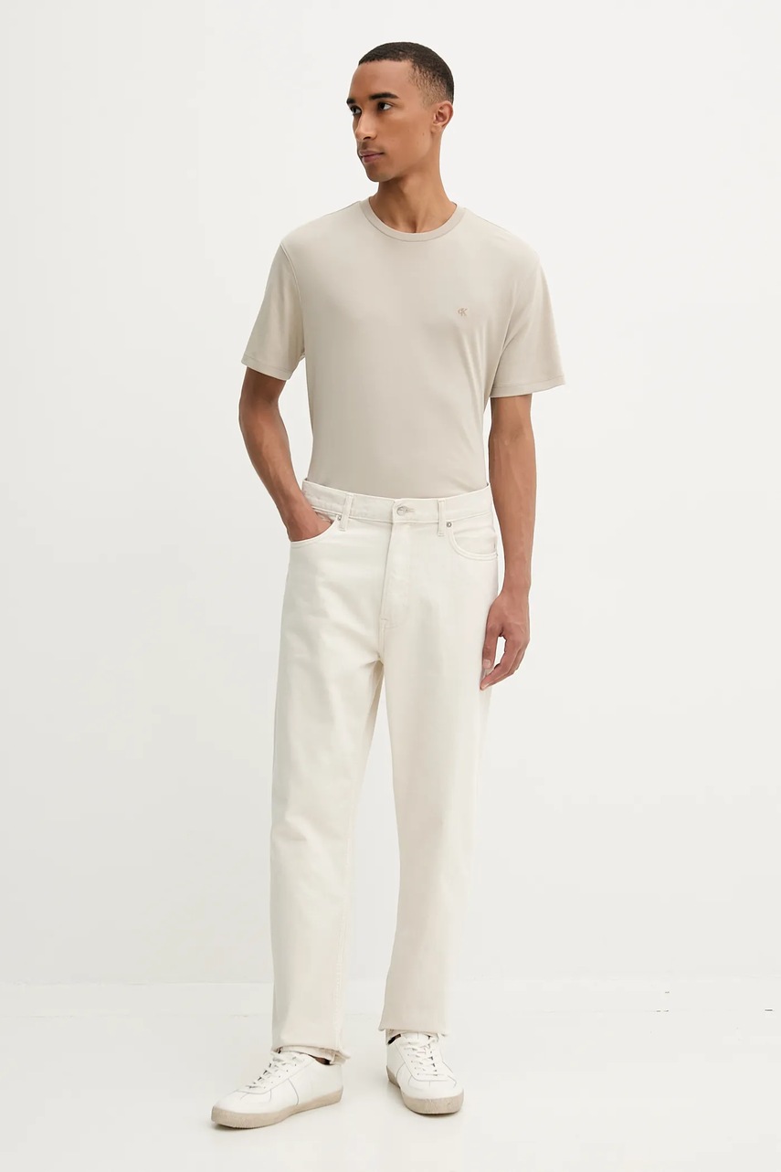 Хлопковая футболка Calvin Klein цвет белый однотонная LV04LB275G