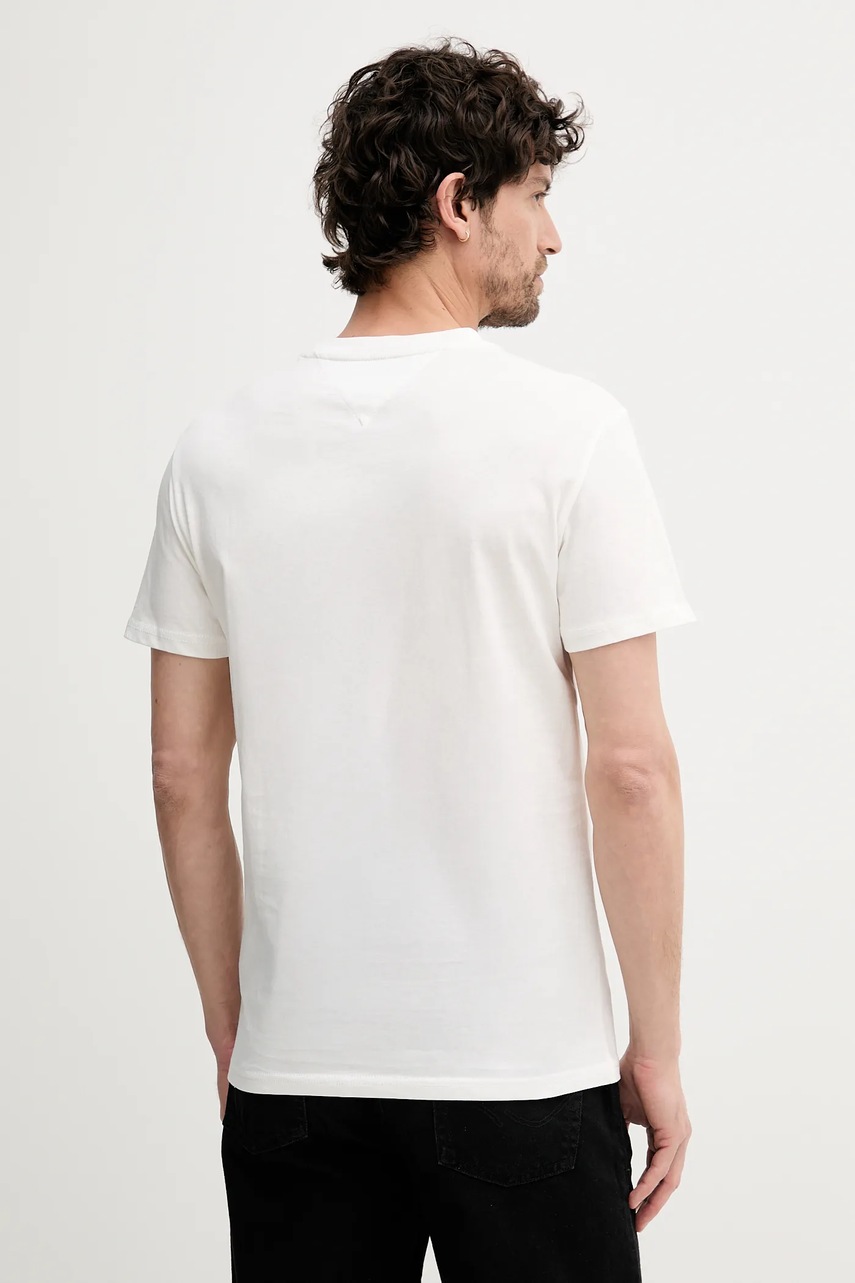 Хлопковая футболка Tommy Jeans цвет белый с принтом DM0DM21539