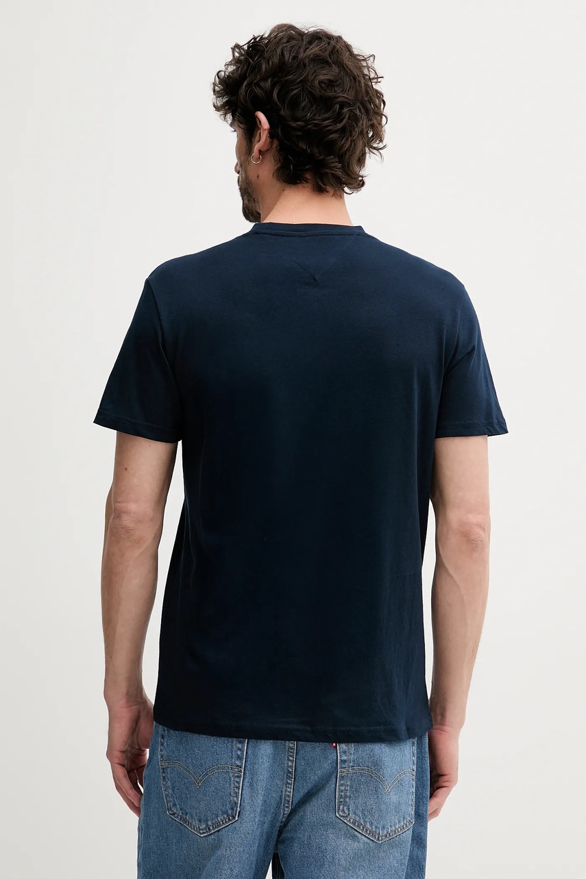 Хлопковая футболка Tommy Jeans цвет синий с принтом DM0DM21577