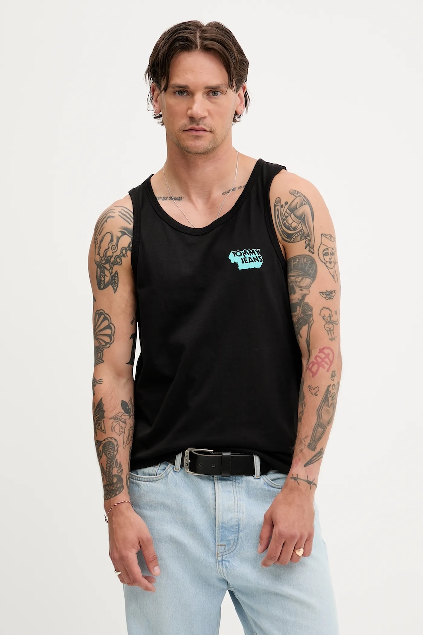 Tommy Jeans top din bumbac culoarea negru, DM0DM21783