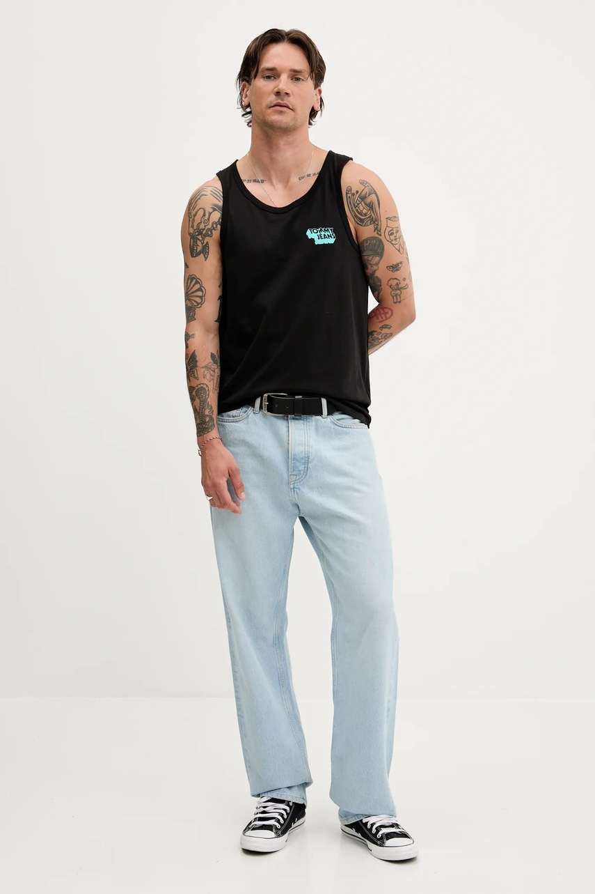 Хлопковый топ Tommy Jeans цвет чёрный DM0DM21783