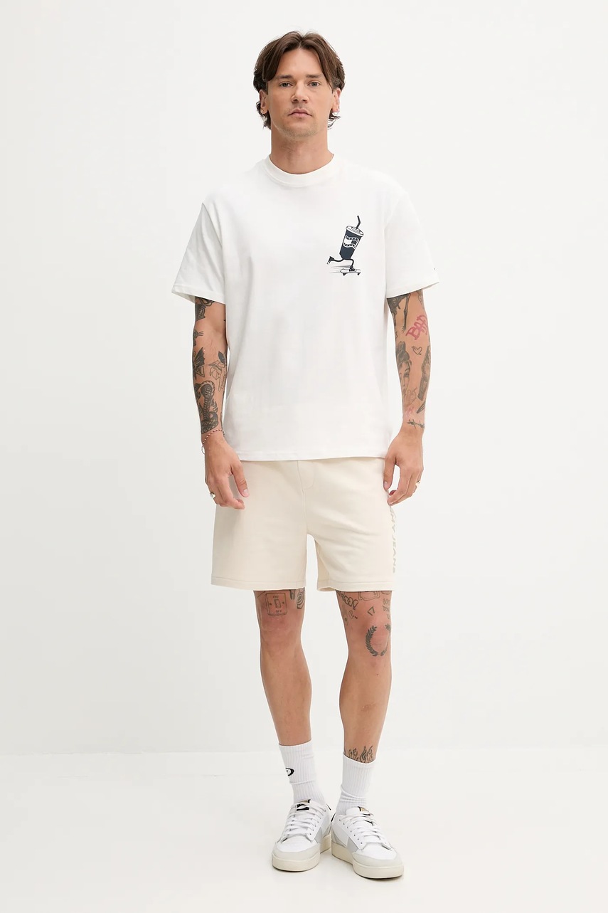 Хлопковая футболка Tommy Jeans цвет белый узор DM0DM21830