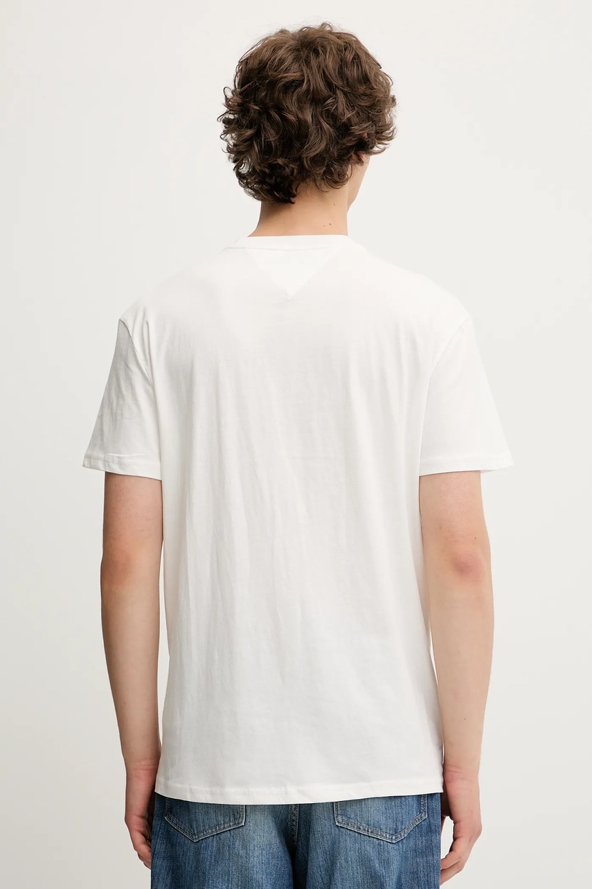 Хлопковая футболка Tommy Jeans цвет белый с принтом DM0DM21911