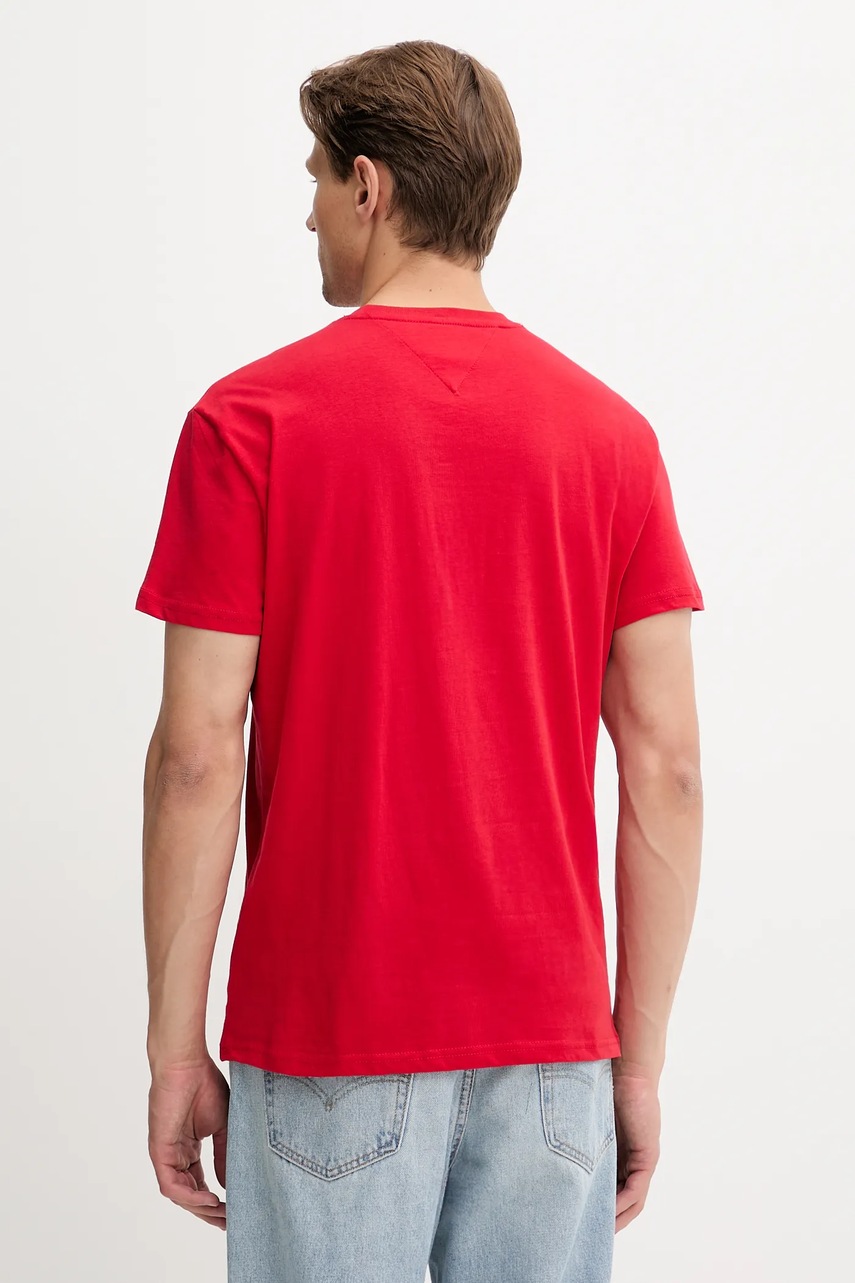 Хлопковая футболка Tommy Jeans цвет красный с принтом DM0DM21911