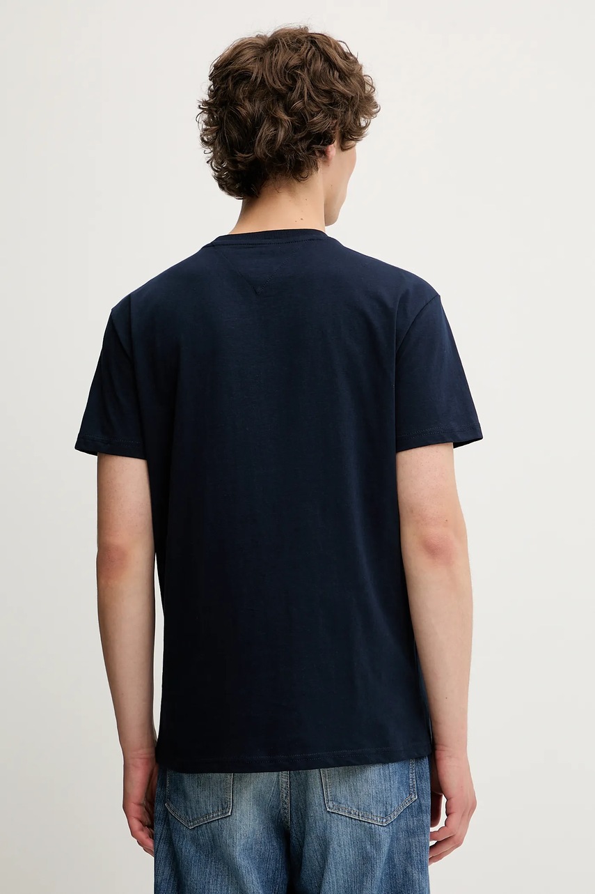 Хлопковая футболка Tommy Jeans цвет синий с принтом DM0DM21911